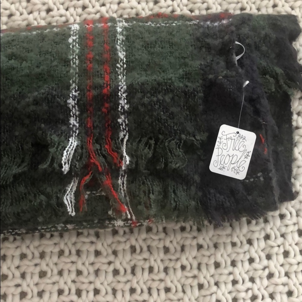 Free People Buffalo Plaid Blanket Scarf